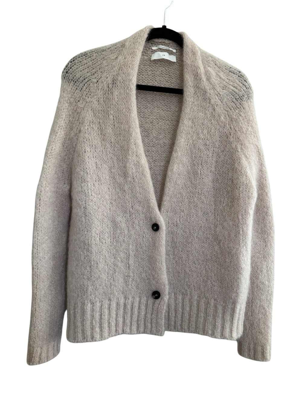 POMANDÈRE women’s size US 2/ EU 36 mohair cardigan 2 button pale pink #NE272